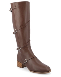 Женские ботинки Elettra Tru Comfort из пеноматериала, наборный блочный каблук, круглый носок, стандартные икры, цвет Brown Journee collection