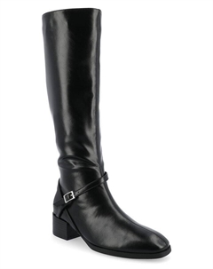 Женские ботинки Rhianah Tru Comfort из пеноматериала широкой ширины, стандартный наборный каблук с квадратным носком, черный Journee collection