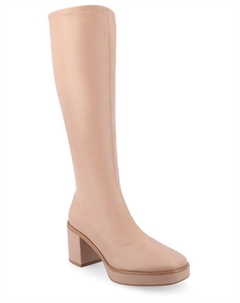 Женские сапоги Alondra Tru Comfort из пеноматериала, широкой ширины, на платформе, с квадратным носком, стандартные ботинки до середины икры, фиолетовый Journee collection