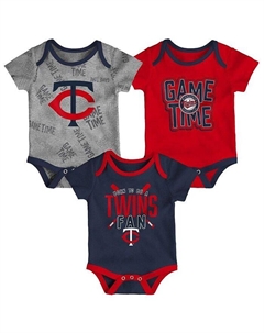 Комплект боди Game Time из трех предметов темно-синего, красного и серого цвета для новорожденных Minnesota Twins, синий Outerstuff