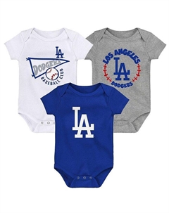 Комплект боди для новорожденных Royal, White, Heather Grey Los Angeles Dodgers Biggest Little Fan, синий Outerstuff