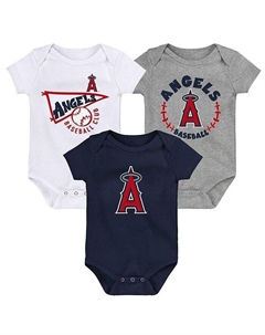 Комплект из 3 боди для новорожденных темно-синего, белого, серо-хизерового цвета Los Angeles Angels Biggest Little Fan, синий Outerstuff