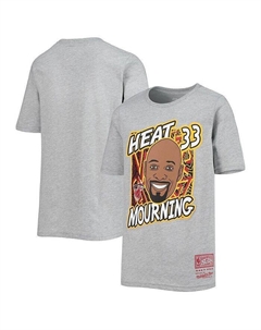 Футболка Big Boys Alonzo Mourning Heathered Grey Miami Heat Hardwood Classics King of the Court Player, серый Mitchell and ness