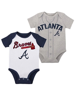 Комплект из двух боди Little Slugger Atlanta Braves для мальчиков и девочек белого и серого цвета Хизер, белый Outerstuff