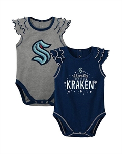Комплект боди унисекс для новорожденных темно-синего и серого цвета Seattle Kraken Shining All-Star, состоящий из двух частей, синий Outerstuff