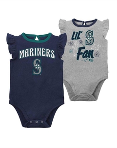 Набор из двух боди Seattle Mariners Little Fan темно-синего, серо-хизерового цвета для новорожденных, синий Outerstuff