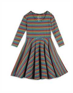 Детское платье из органического хлопка с принтом 3/4 и рукавами 3/4, детское платье Fair Trade, мультиколор Mightly