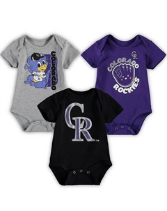 Комплект боди черного, серо-бежевого и фиолетового цвета Colorado Rockies Change Up для мальчиков и девочек, состоящий из 3 штук, мультиколор Outerstuff