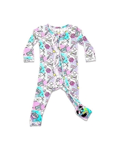 Фиолетовая пижама-трансформер с рисунком комиксов для маленьких девочек, мультиколор Bellabu bear