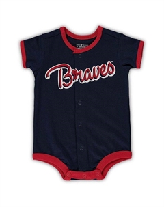 Темно-синий комбинезон с полосками Atlanta Braves для новорожденных Power Hitter, синий Outerstuff