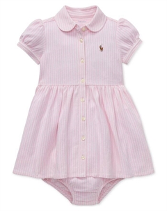 Вязаное оксфордское платье в полоску для маленьких девочек, розовый Polo ralph lauren