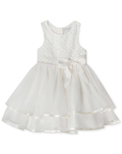 Многоярусное платье без рукавов с жемчугом для маленьких девочек, коричневый/бежевый Rare editions