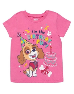 Футболка на день рождения Skye Rubble Chase Marshall для маленьких девочек, розовый Paw patrol