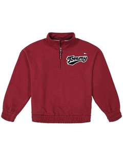 Флисовый свитшот с молнией на четверть для больших девочек, красный Tommy hilfiger