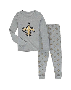 Серый комплект из футболки и брюк с длинными рукавами New Orleans Saints для мальчиков и девочек дошкольного возраста, комплект для сна, серый Outerstuff