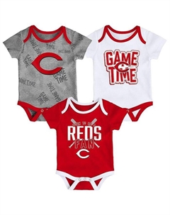 Комплект боди из трех предметов Game Time для новорожденных, Cincinnati Reds, красный, белый и серый с меланжевым отливом, мультиколор Outerstuff