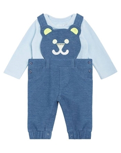 Боди для маленьких мальчиков и вязаный джинсовый комбинезон с мишкой, комплект из 2 предметов, синий Guess