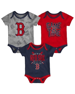 Комплект боди из трех частей Game Time для новорожденных Boston Red Sox темно-синего, красного и серого цвета, синий Outerstuff