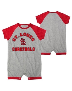 Комбинезон с длинными кнопками и реглан для новорожденных Heather Grey St. Louis Cardinals Extra Base Hit, серый Outerstuff