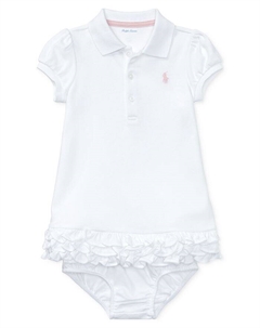 Платье-кекс с рюшами и отделкой для маленьких девочек, белый Polo ralph lauren