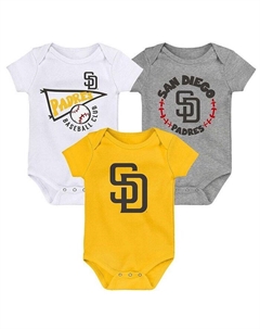 Набор из 3 боди для мальчиков и девочек золотого, белого и серо-хизерового цвета San Diego Padres Biggest Little Fan, мультиколор Outerstuff