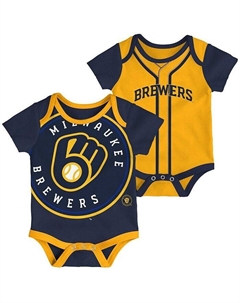 Набор из 2 двойных боди Milwaukee Brewers темно-синего и золотого цвета для новорожденных для мальчиков и девочек, синий Outerstuff