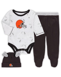 Белый, коричневый комплект из комбинезонов и шляпы Cleveland Browns Dream Team для новорожденных, белый/коричневый Outerstuff
