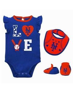 Комплект из трех предметов: боди и пинетки Love of Baseball для мальчиков и девочек Royal, Orange New York Mets, синий Outerstuff