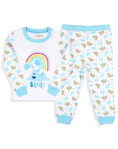 Пижамный комплект реглан для сна Nickelodeon для маленьких девочек с радугой и принтом, белый Blue's clues