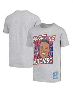 Серая футболка Big Boys Dikembe Mutombo Denver Nuggets Hardwood Classics King of the Court Player, серый Mitchell and ness