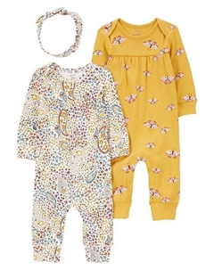 Комбинезон без ног и повязка на голову для маленьких девочек, набор из 3 предметов, мультиколор Carter`s