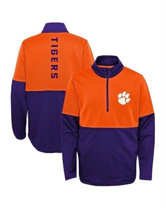 Куртка Big Boys с принтом Clemson Tigers на молнии длиной до четверти и оранжевым цветом, фиолетовый/оранжевый Outerstuff