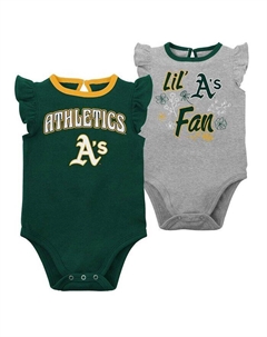Набор из двух боди Oakland Athletics Little Fan для новорожденных, зеленый, Хизер-серый, зеленый Outerstuff