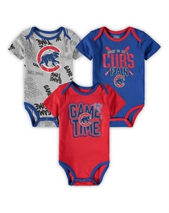 Комплект боди Game Time из трех частей для новорожденных Chicago Cubs, королевский, красный, серый с меланжем, синий Outerstuff