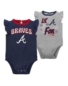 Комплект боди Atlanta Braves Little Fan для новорожденных, комплект из двух комплектов боди для мальчиков и девочек темно-синего и серо-хизерового цвета, синий Outerstuff