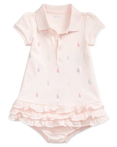 Платье-поло с оборками и принтом пони для маленьких девочек, розовый Polo ralph lauren