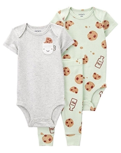 Боди и леггинсы для маленьких мальчиков и девочек, комплект из 3 предметов, зеленый/серый Carter`s