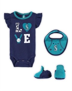 Комплект из трех предметов: боди и пинетки Love of Baseball для мальчиков и девочек темно-синего цвета, цвета морской волны Seattle Mariners, синий Outerstuff