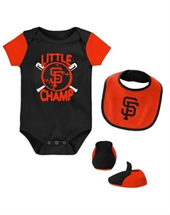 Комплект из трех боди, нагрудника и пинеток San Francisco Giants Little Champ для новорожденных, черного и оранжевого цвета, черный/оранжевый Outerstuff