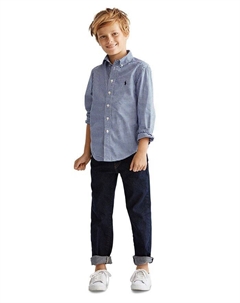 Рубашка из хлопкового поплина в мелкую клетку для новорожденных и маленьких мальчиков, синий Polo ralph lauren