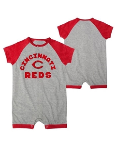 Комбинезон с длинными кнопками и реглан для мальчиков и девочек Heather Grey Cincinnati Reds Extra Base Hit, серый Outerstuff