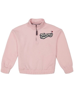 Флисовый свитшот с молнией на четверть для больших девочек, розовый Tommy hilfiger