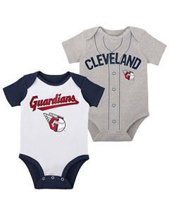Комплект из двух боди Little Slugger Cleveland Guardians для мальчиков и девочек белого и серого цвета Хизер, белый Outerstuff