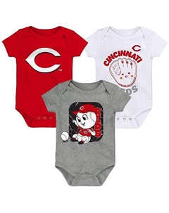 Набор из трех сменных боди Cincinnati Reds для мальчиков и девочек красного, белого и серого цвета с меланжевым отливом, мультиколор Outerstuff