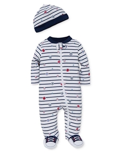 Спортивный комбинезон и шапка для маленьких мальчиков, комплект из 2 предметов, синий Little me