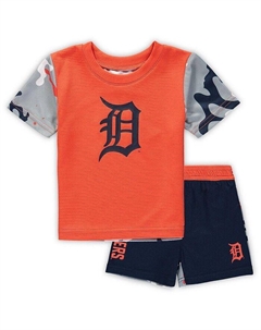 Оранжевый, темно-синий комплект из футболки и шорт Detroit Tigers Pinch Hitter для новорожденных, оранжевый Outerstuff