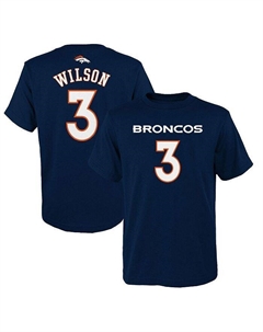 Футболка Big Boys Russell Wilson Navy Denver Broncos Mainliner с именем и номером игрока, синий Outerstuff