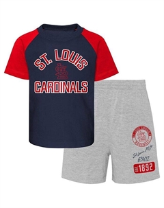 Комплект из футболки и шорт реглан темно-синего цвета для новорожденных St. Louis Cardinals из двух предметов Groundout Baller, синий Outerstuff