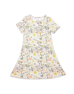 Осеннее платье с короткими рукавами и цветочным принтом для девочек, мультиколор Bellabu bear