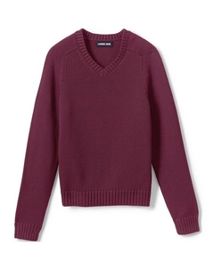 Детская школьная форма, детский хлопковый модальный свитер с v-образным вырезом, красный Lands' end